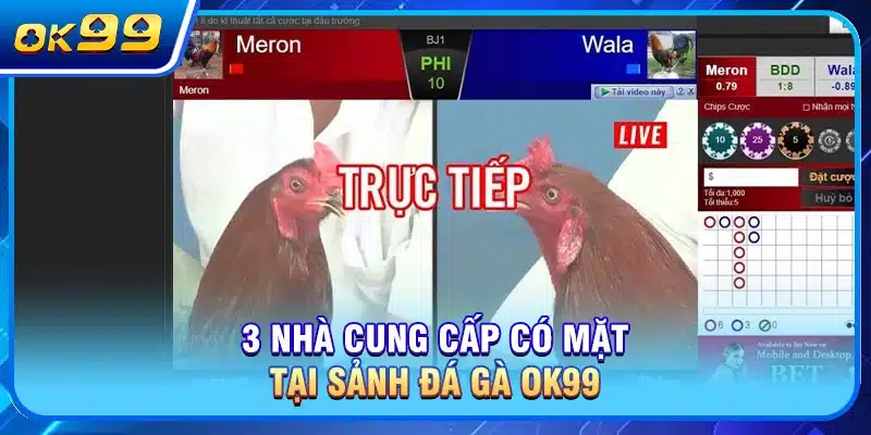 3 nhà cung cấp có mặt tại sảnh Đá Gà OK99