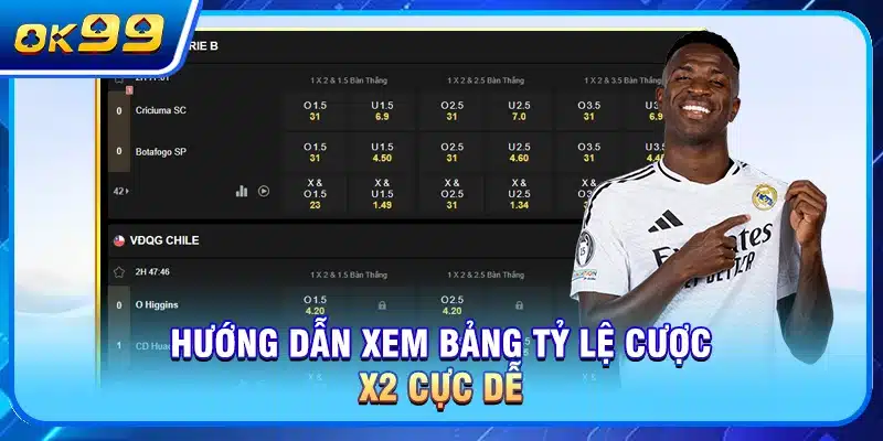 Hướng dẫn xem bảng tỷ lệ cược x2 cực dễ
