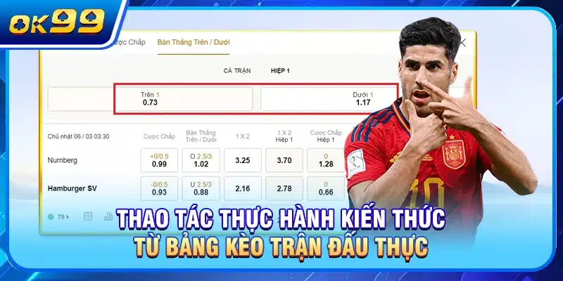 Thao tác thực hành kiến thức từ bảng kèo trận đấu thực