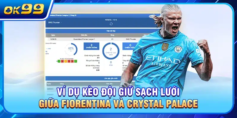 Ví dụ kèo CLB giữ sạch lưới giữa Fiorentina và Crystal Palace